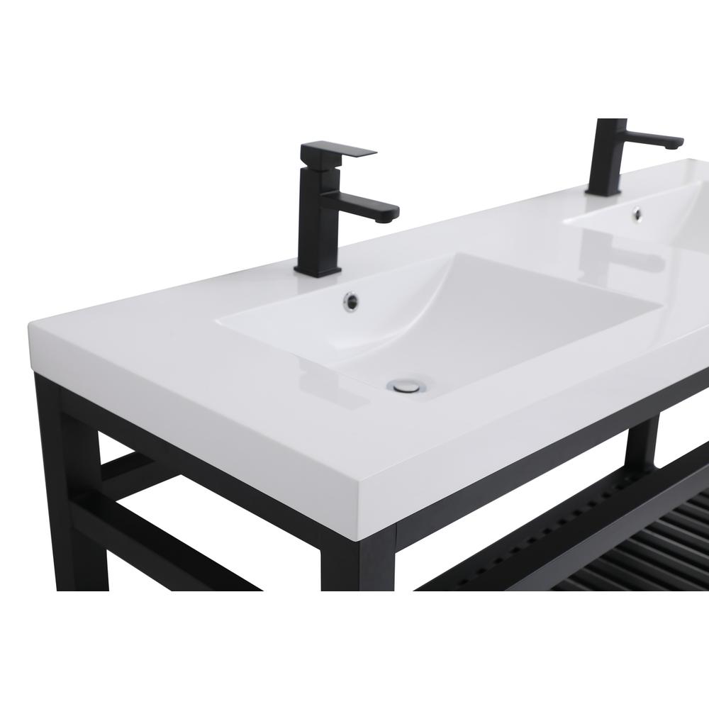 60 inch Double Bathroom Metal Vanity in Black. Picture 10