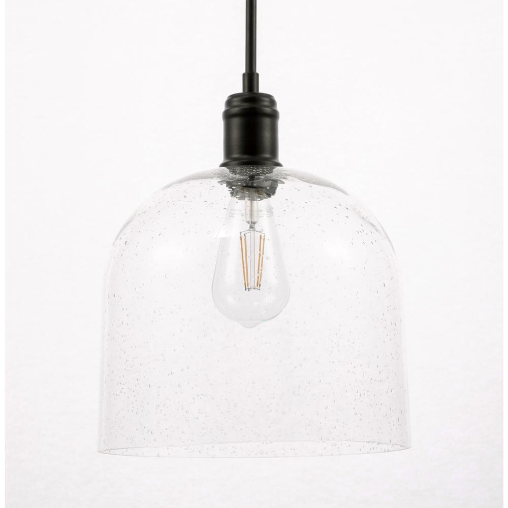 Gabe 1 light Black and Clear seeded glass pendant. Picture 10