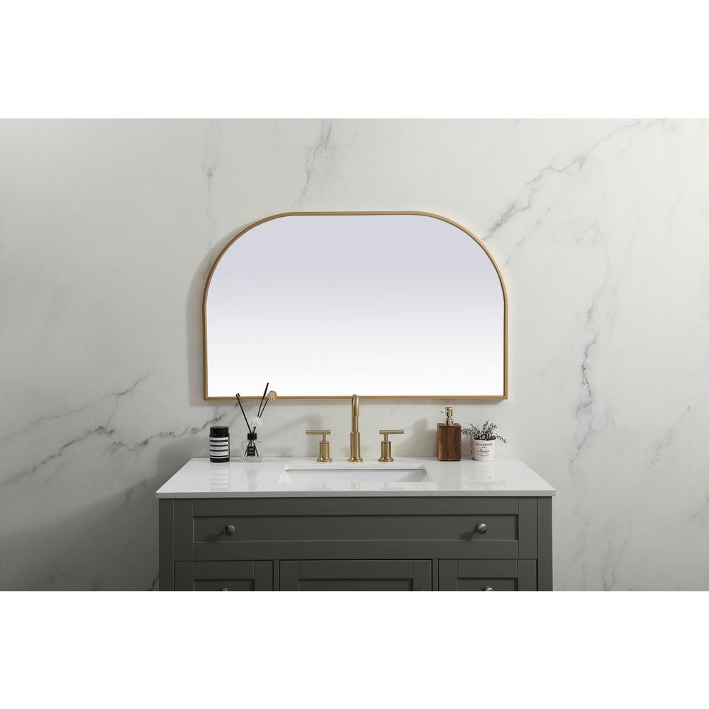 Metal Frame Arch Mirror 39x24 Inch in Brass. Picture 3