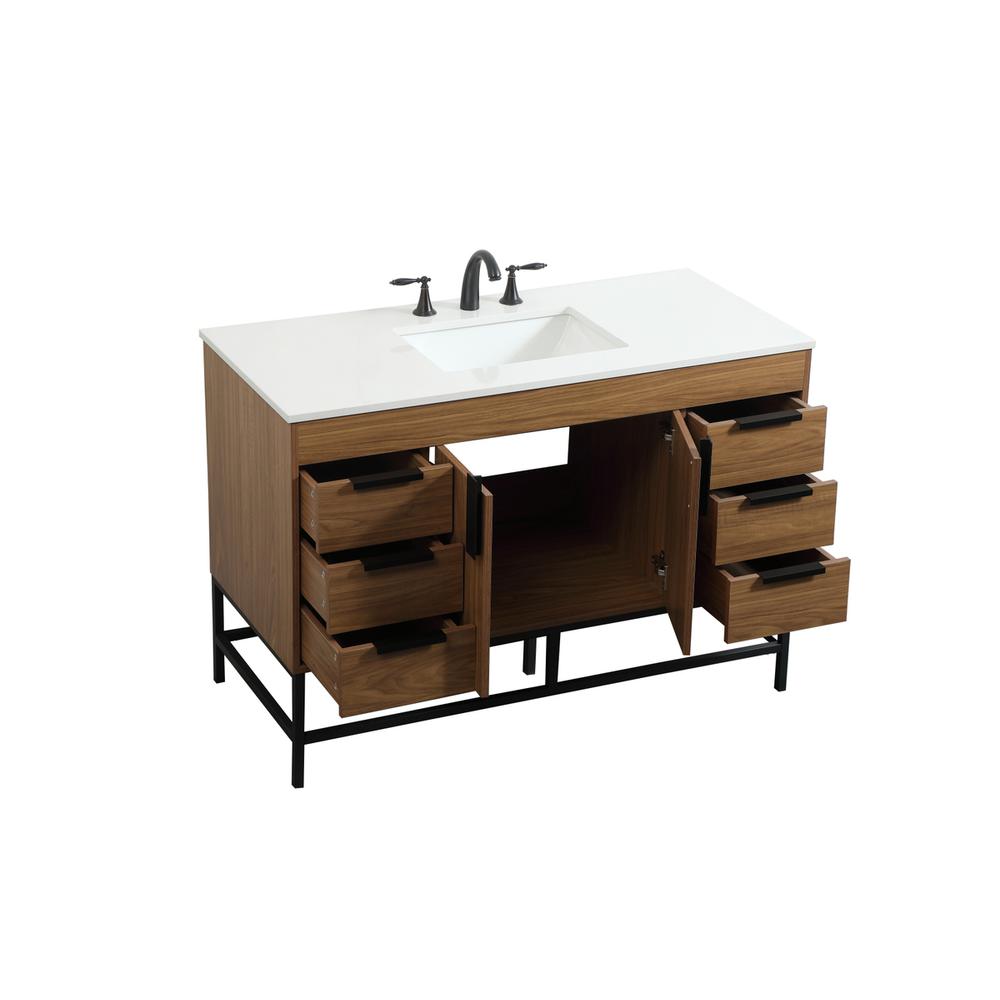 48 inch Single bathroom vanity in walnut brown. Picture 9