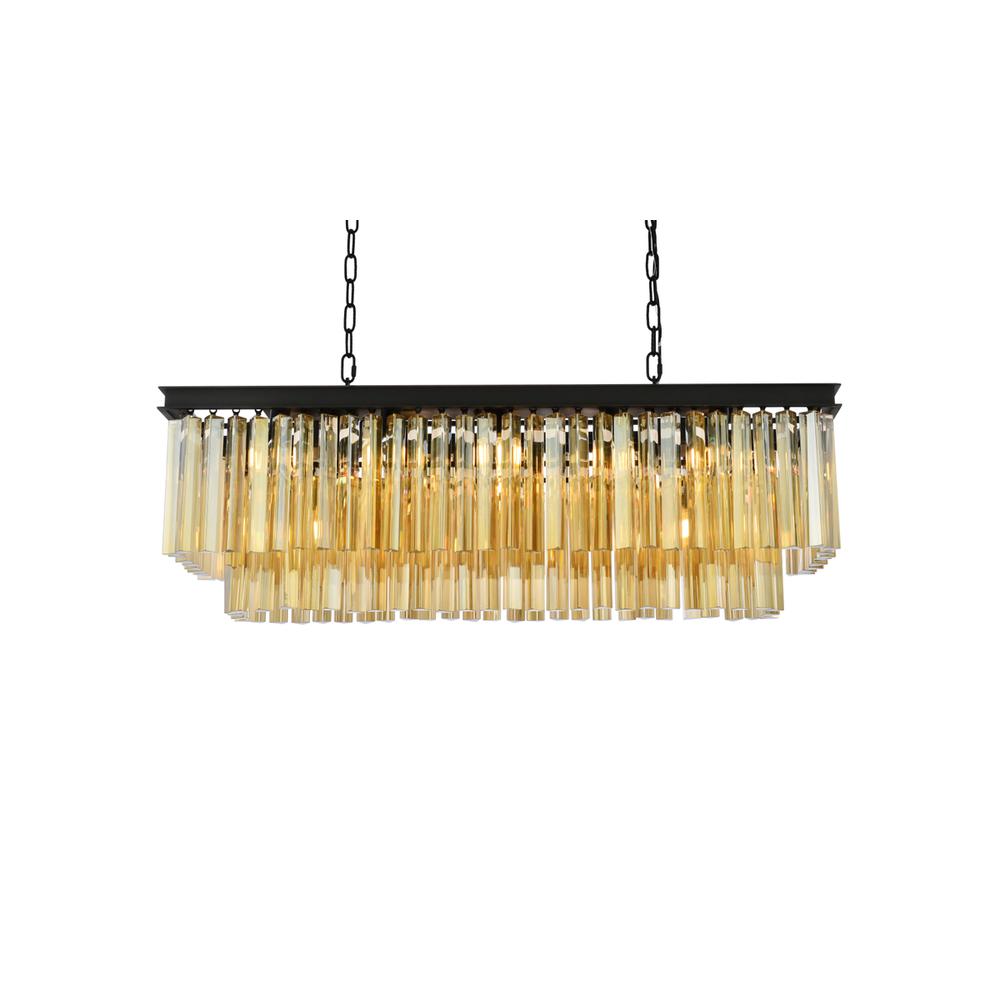 Sydney 12 light Matte Black Chandelier Golden Teak (Smoky) Royal Cut Crystal. Picture 2