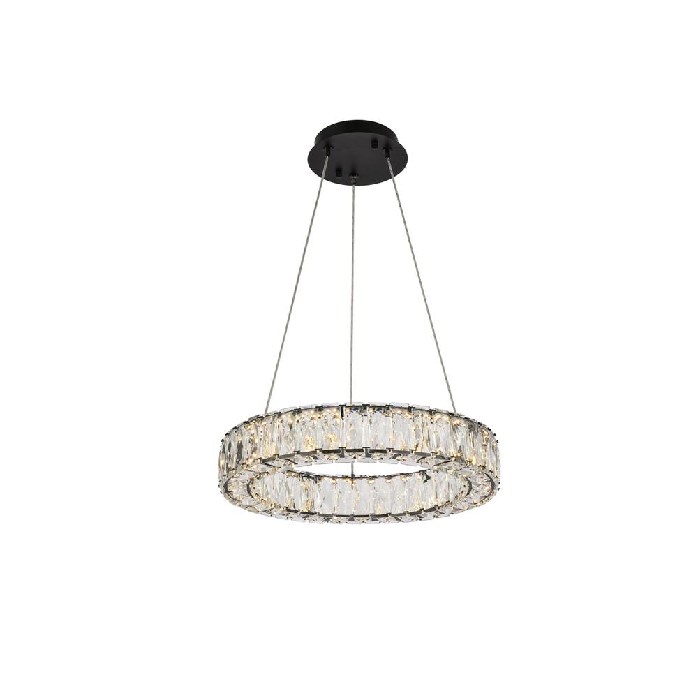 Monroe 17 inch LED round Single pendant in black. Picture 1