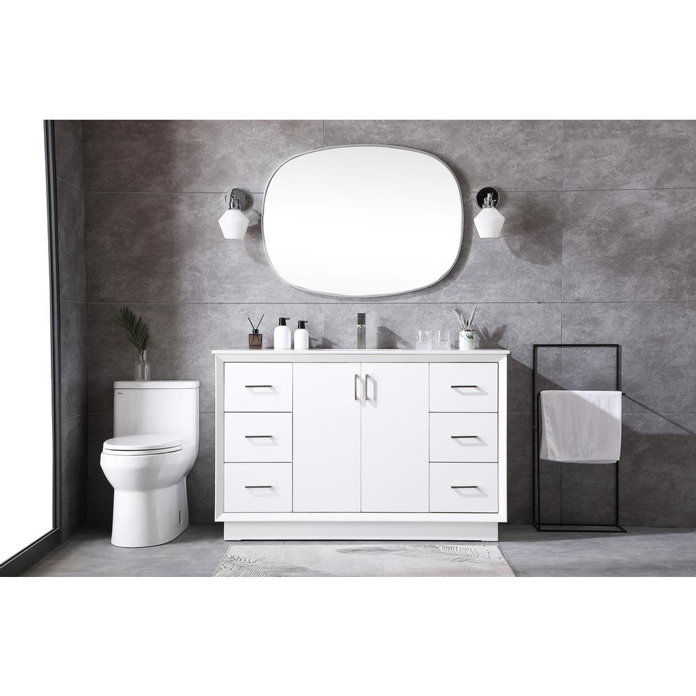 54 Inch SIngle Bathroom Vanity In White. Picture 4