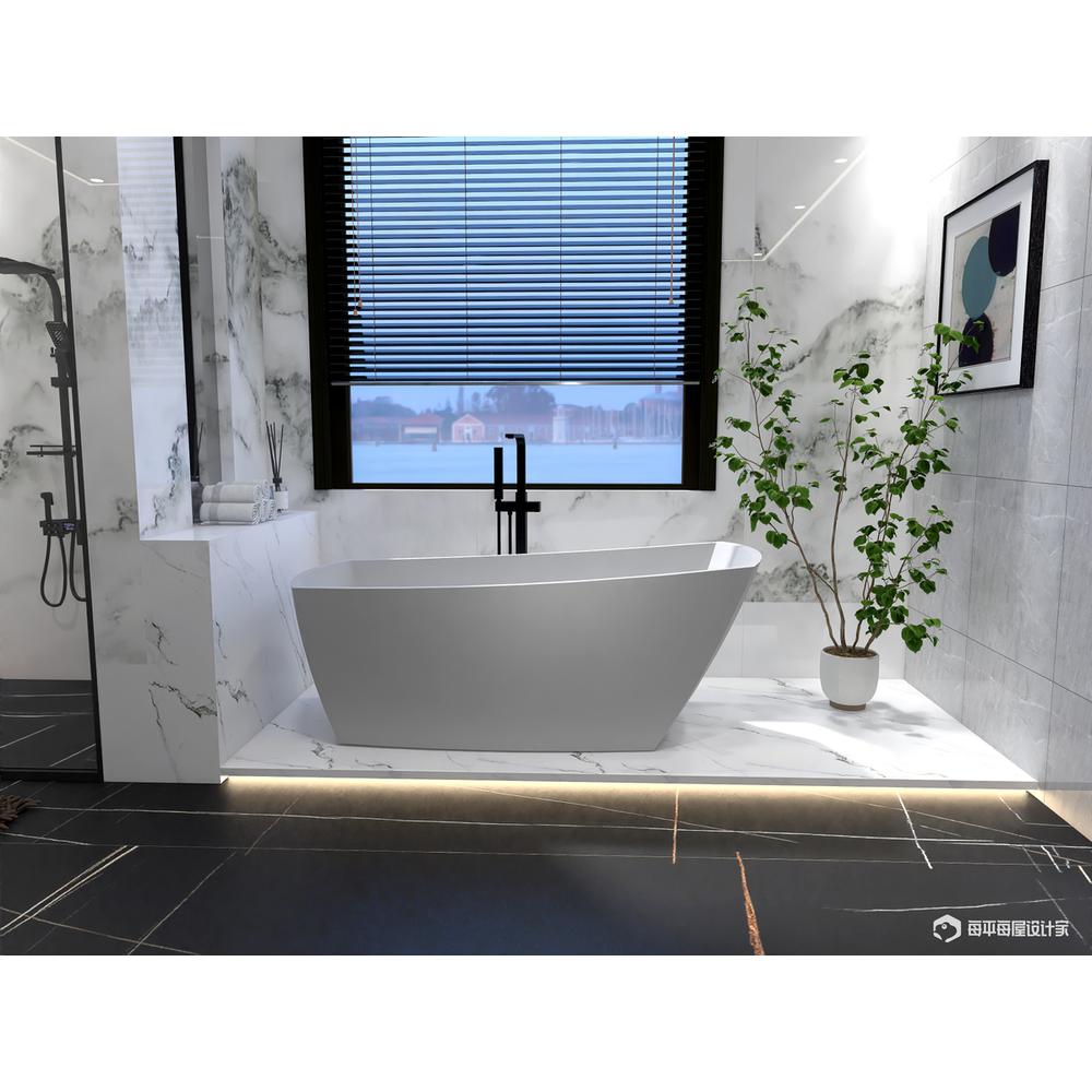 67 inch soaking single slipper rectangular bathtub in glossy white. Picture 14