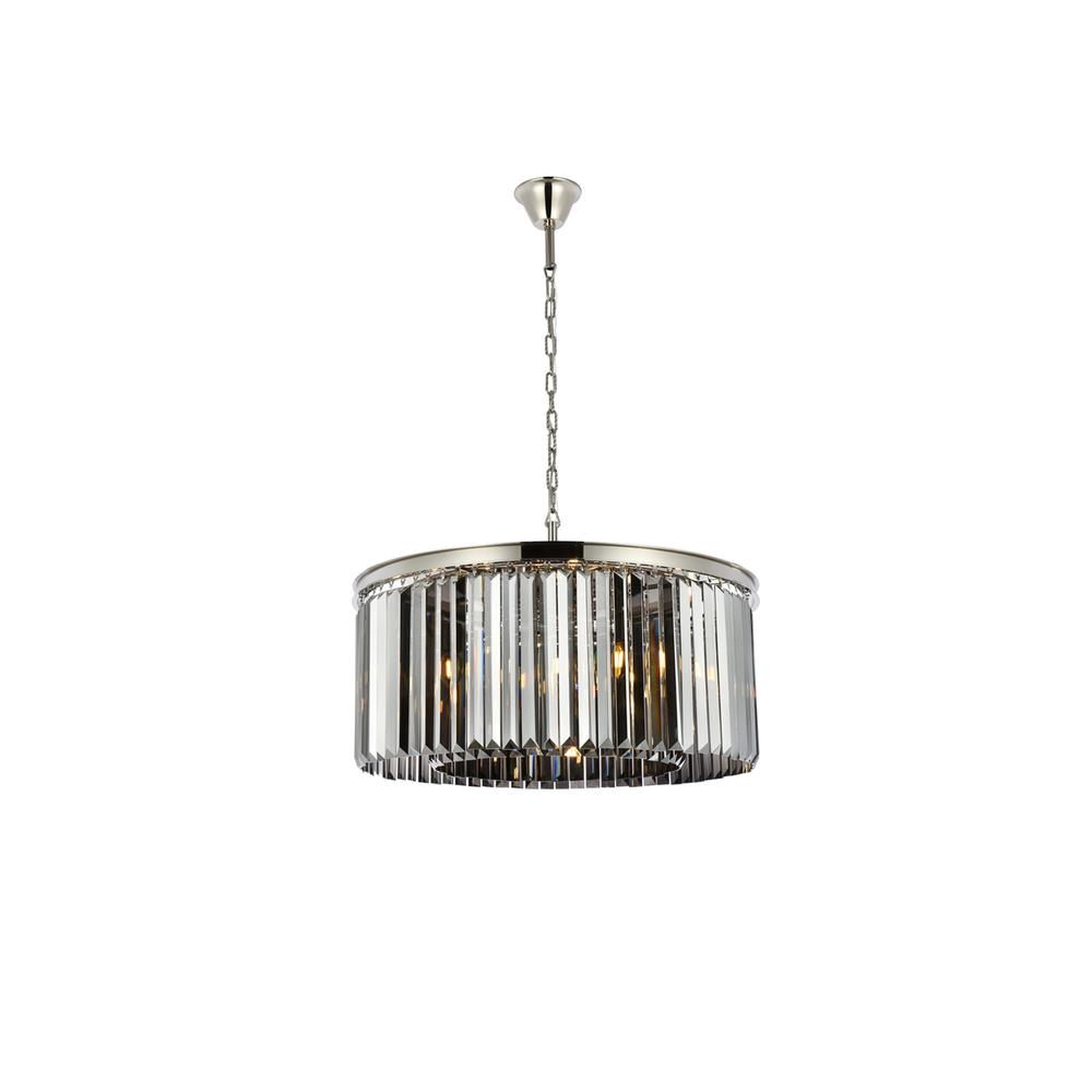 Sydney 8 light polished nickel Chandelier Silver Shade (Grey) Royal Cut Crystal. Picture 1