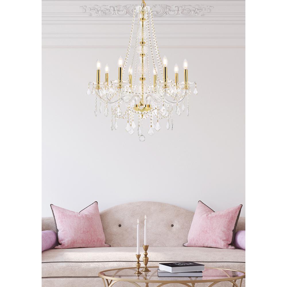 Verona 8 light Gold Chandelier Clear Royal Cut Crystal. Picture 7