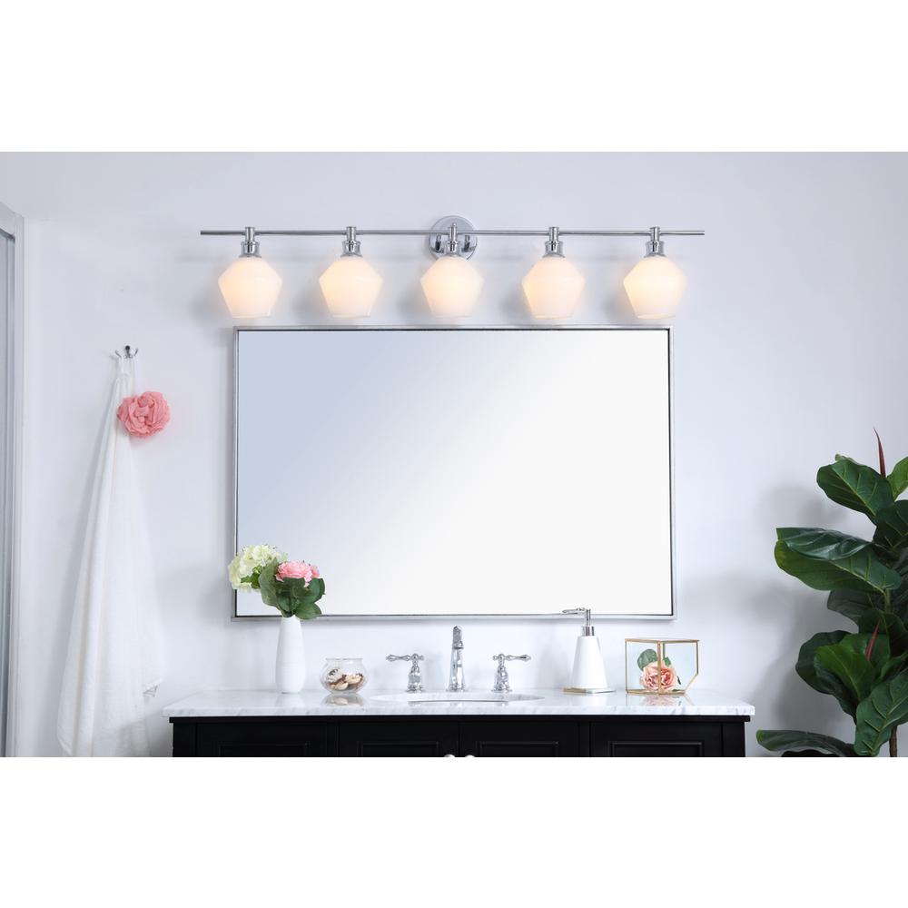 Gene 5 light Chrome and Frosted white glass Wall sconce. Picture 14