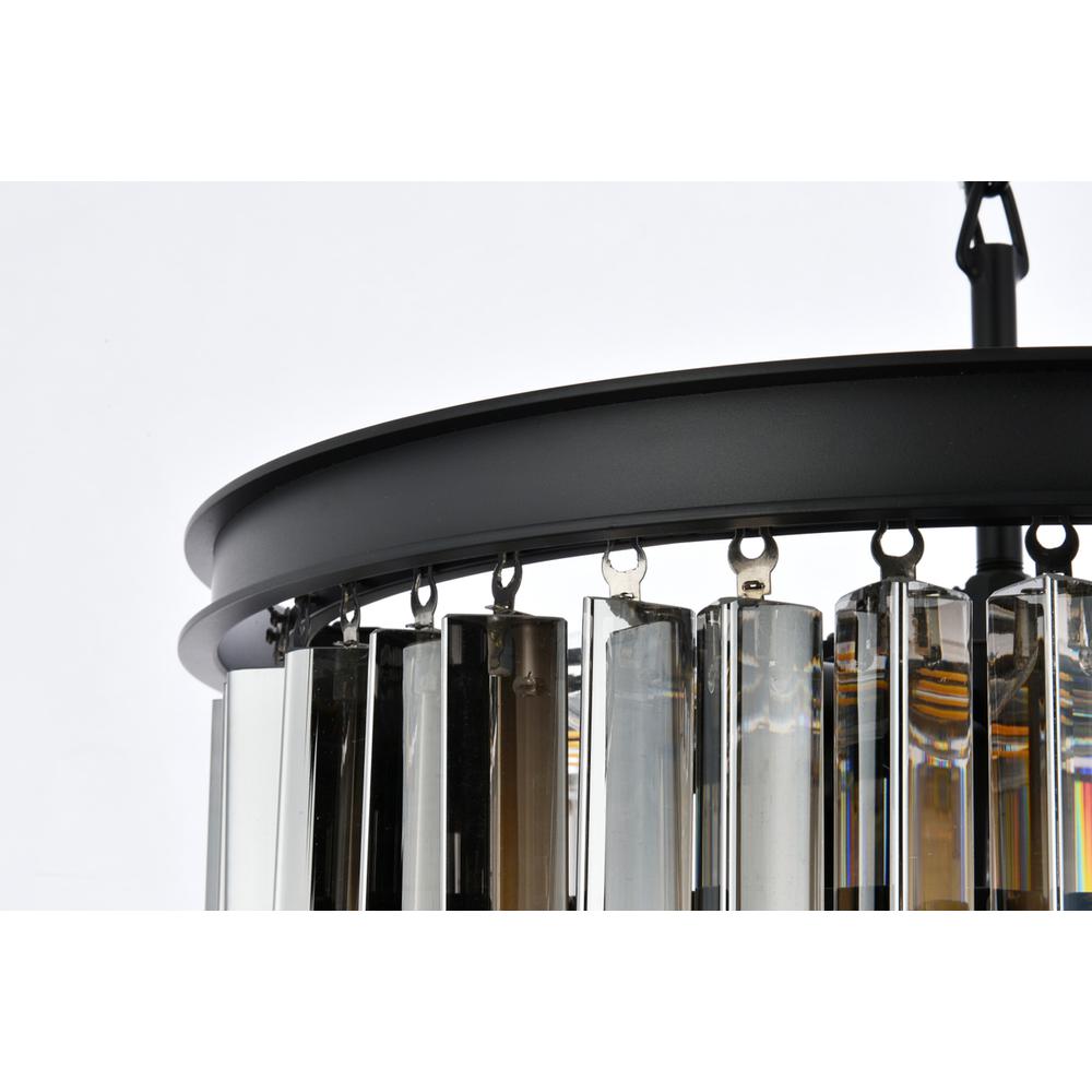 Sydney 9 light Matte Black Chandelier Silver Shade (Grey) Royal Cut Crystal. Picture 5