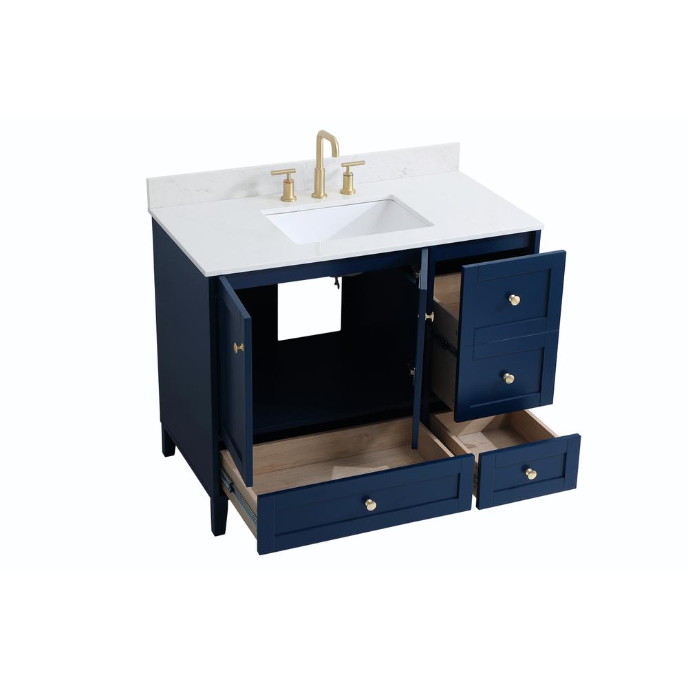 42 inch Single Bathroom Vanity in Blue with Backsplash. Picture 9