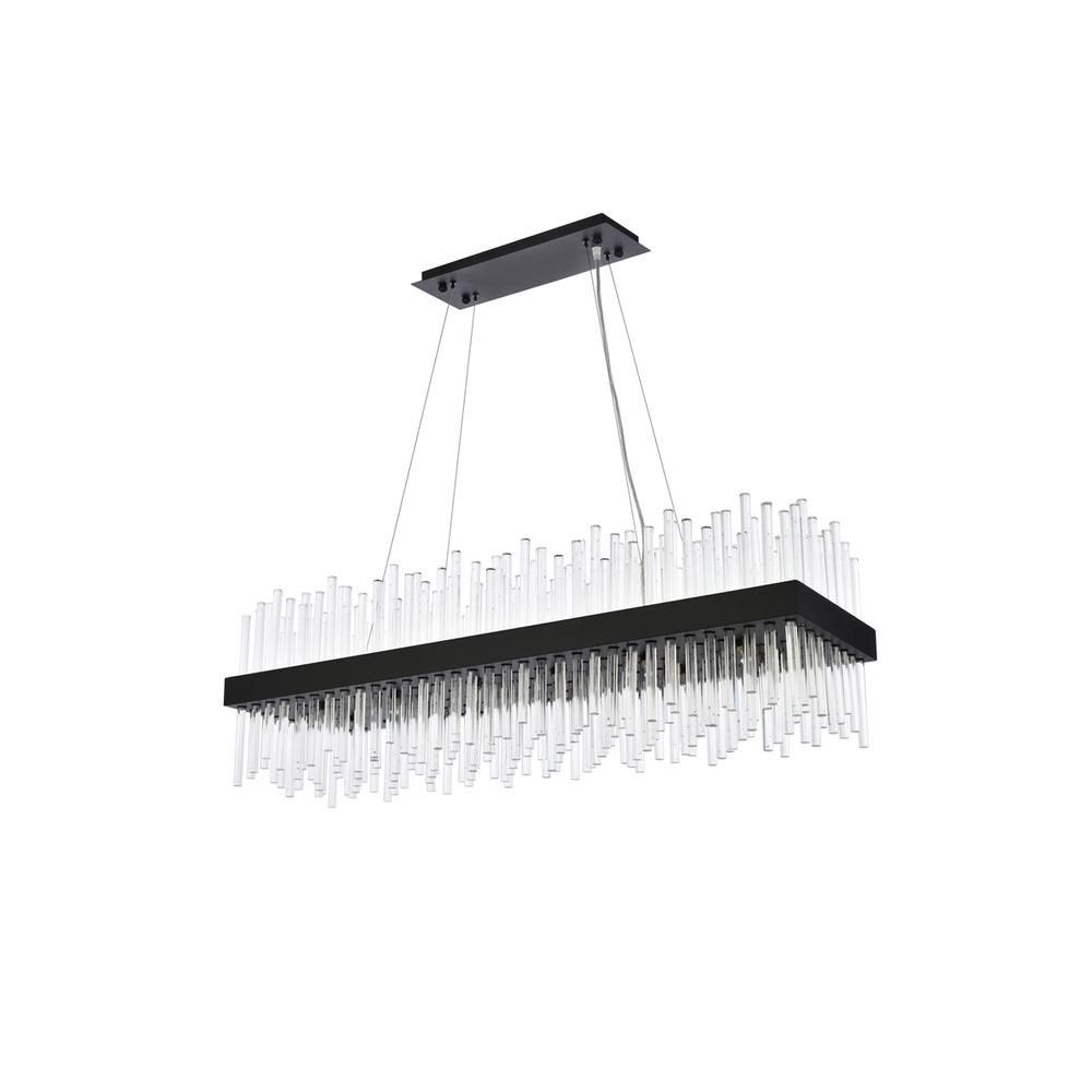 Dallas 42 inch rectangle crystal pendant in black. Picture 6
