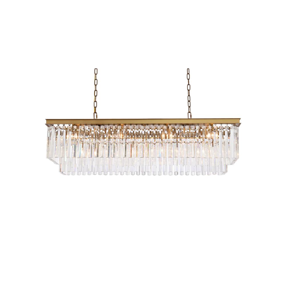 Sydney 50 inch rectangle crystal chandelier in satin gold. Picture 2