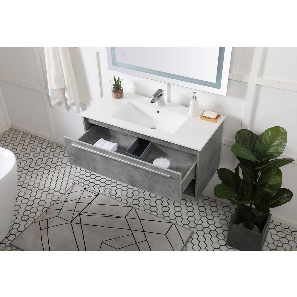 40 inch  Single Bathroom Floating Vanity in Concrete Grey. Picture 3