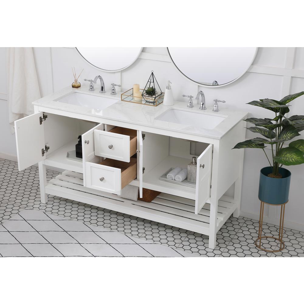 60 inch Single Bathroom Vanity in White. Picture 3