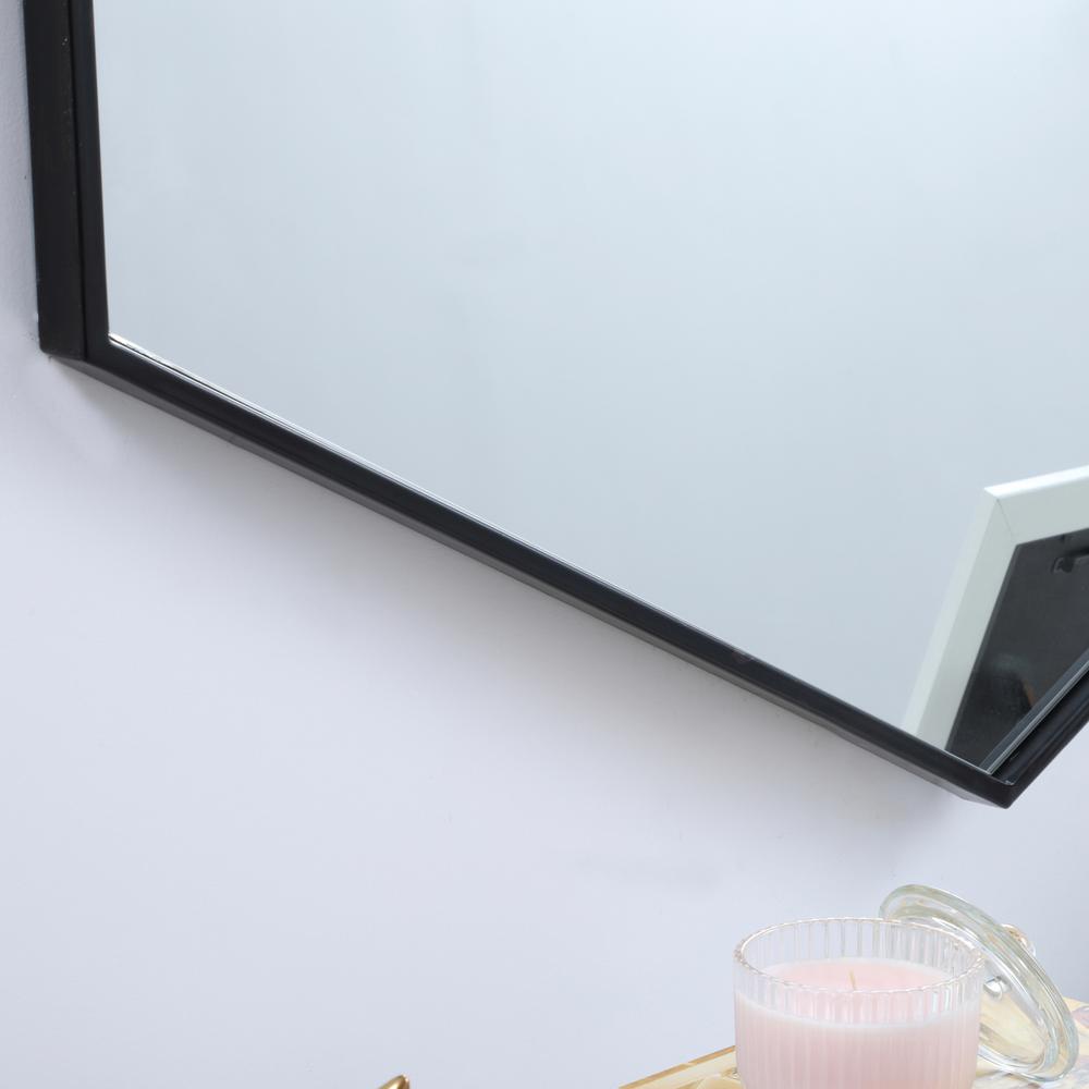 Metal frame hexagon mirror 38 inch in Black. Picture 10
