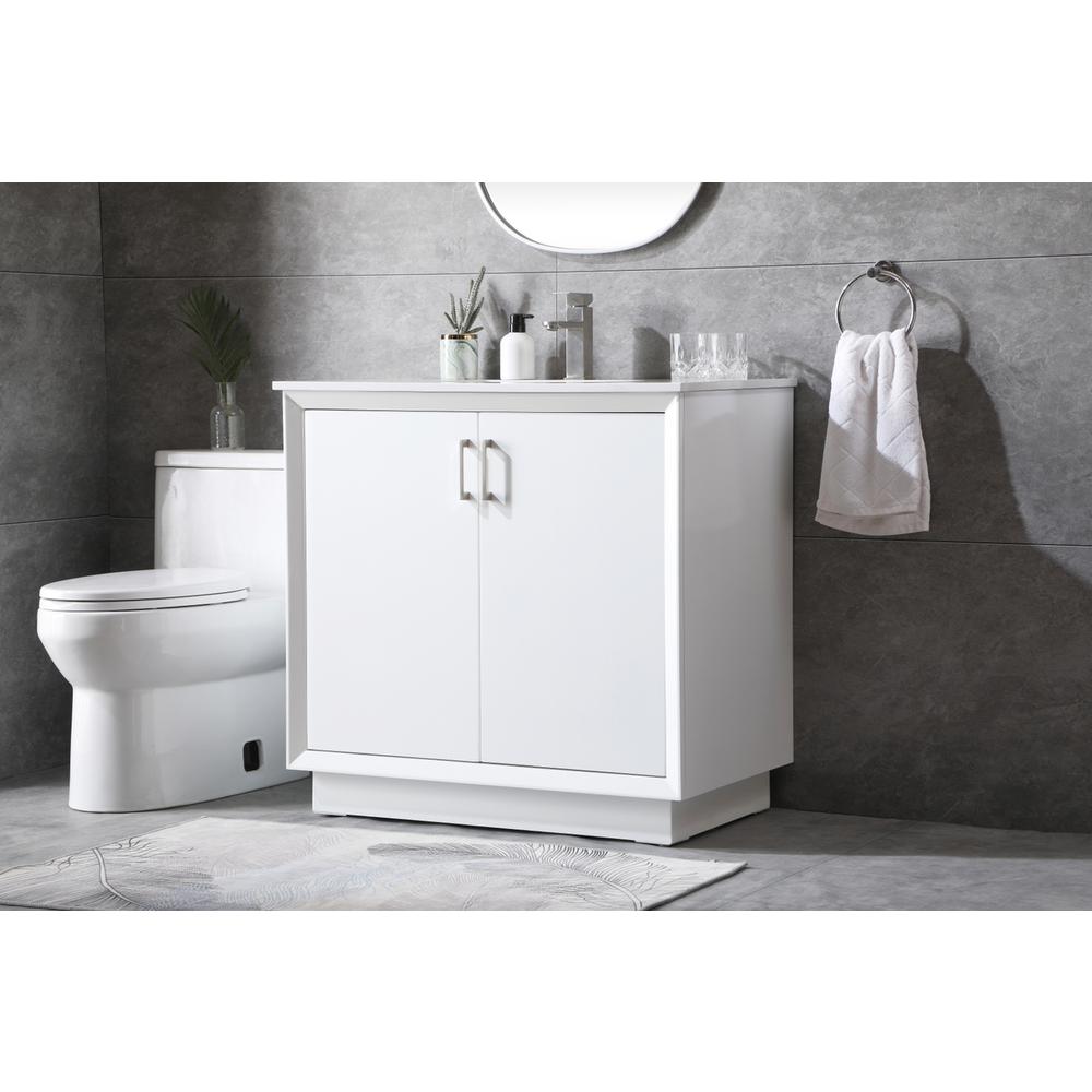 36 Inch SIngle Bathroom Vanity In White. Picture 2
