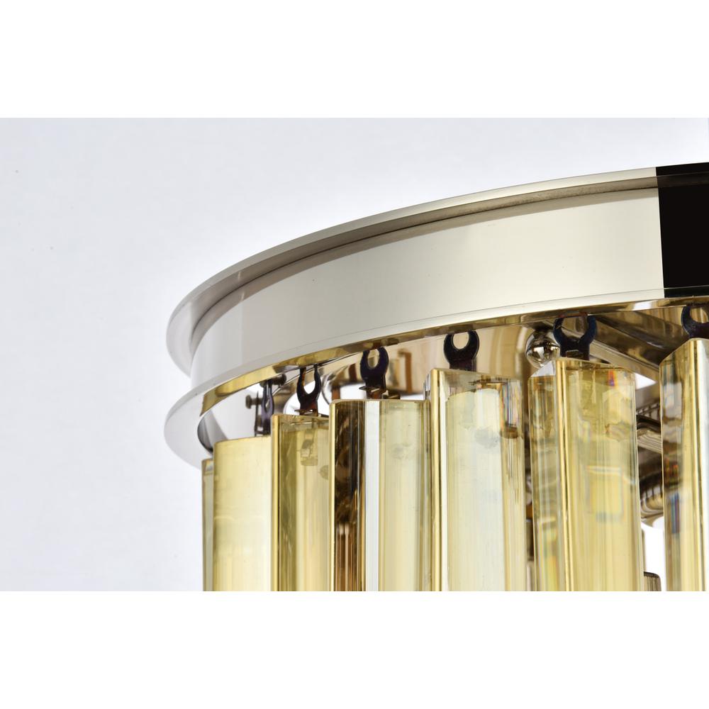 Sydney 3 light polished nickel Flush Mount Golden Teak (Smoky) Royal Cut Crystal. Picture 4