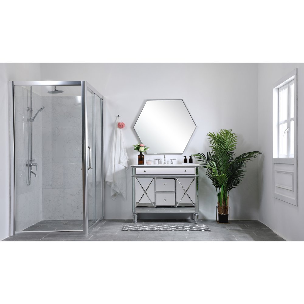 42 In. Single Bathroom Vanity Set In  Antique Silver. Picture 7