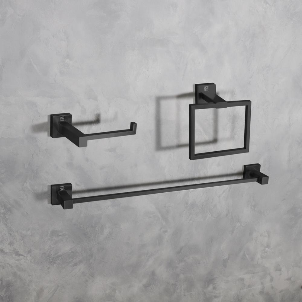Isla 3-Piece Bathroom Hardware Set in Matte Black. Picture 2