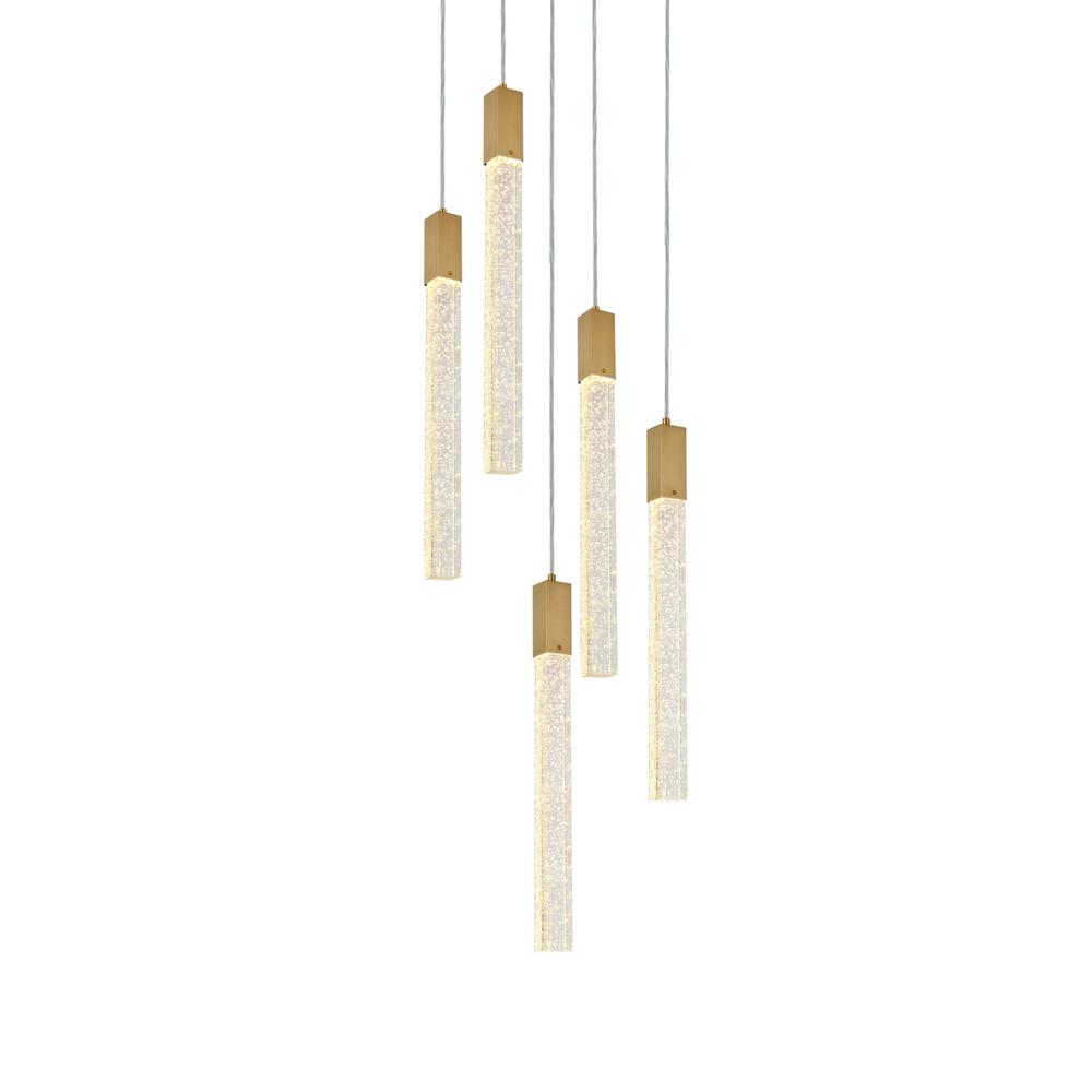 Weston 5 lights pendant in satin gold. Picture 2