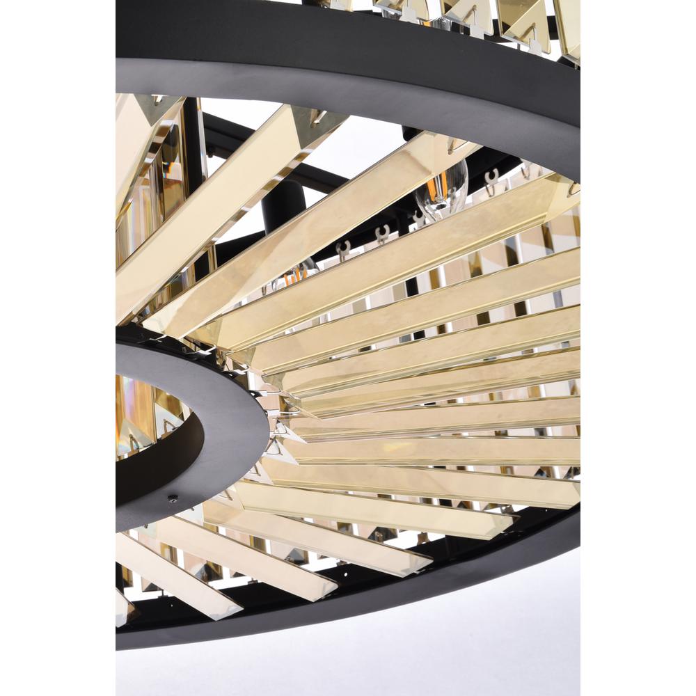 Chelsea 10 light Matte Black Chandelier Golden Teak (Smoky) Royal Cut Crystal. Picture 3