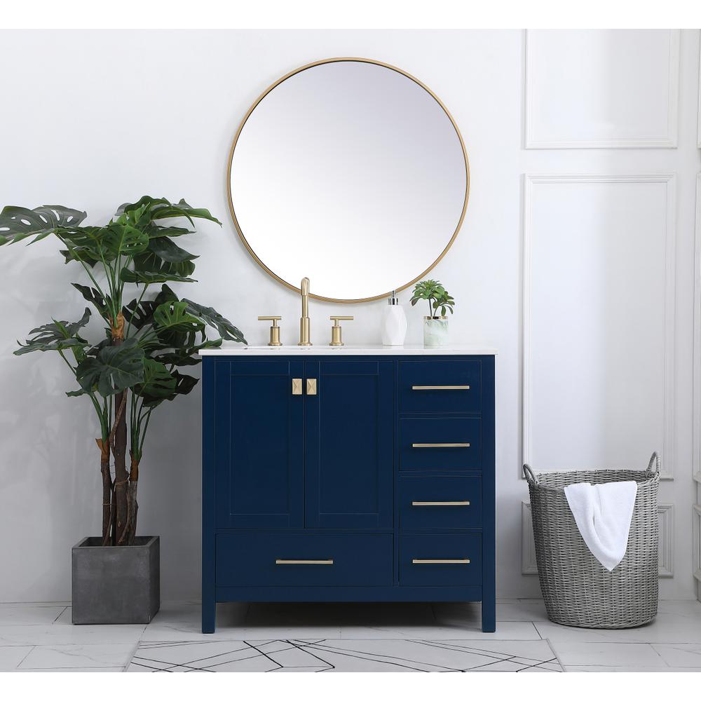 36 inch Single Bathroom Vanity in Blue. Picture 4
