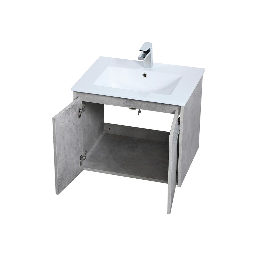 24 inch  Single Bathroom Floating Vanity in Concrete Grey. Picture 8