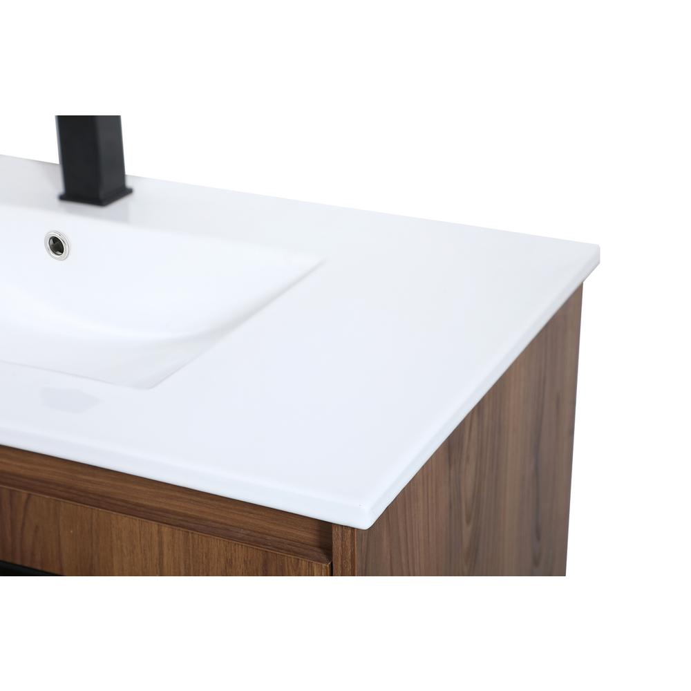 36 inch  Single Bathroom Vanity in Walnut Brown. Picture 11
