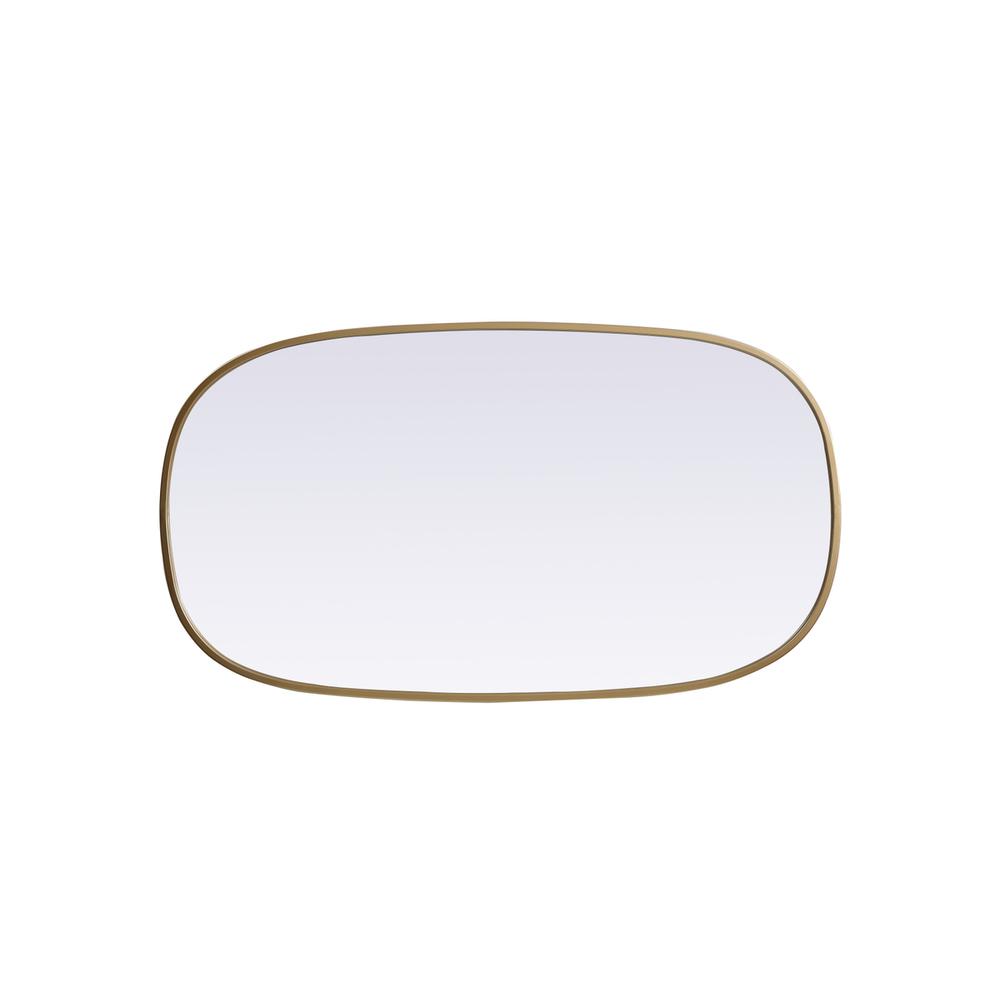 Metal Frame Oval Mirror 20x36 Inch in Brass. Picture 8