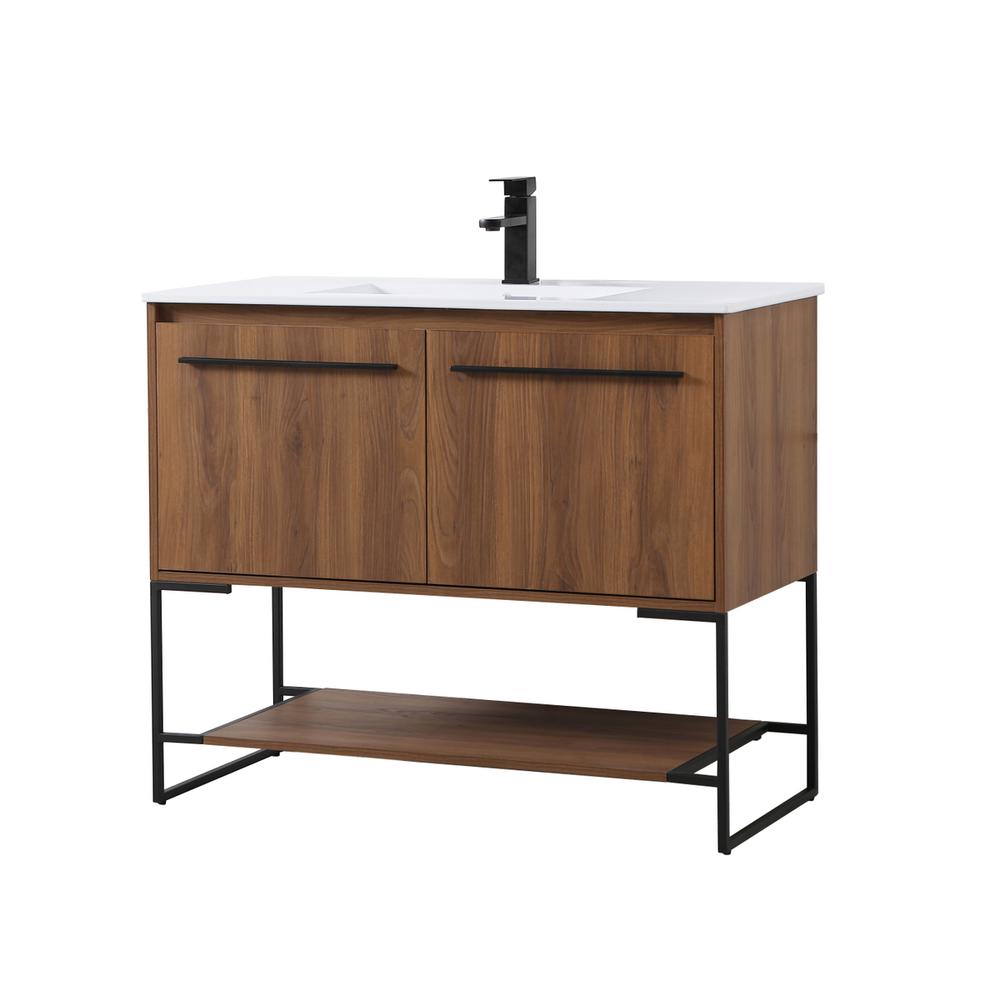 40 inch  Single Bathroom Vanity in Walnut Brown. Picture 7