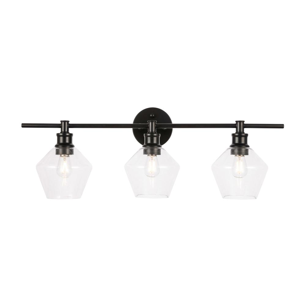 Gene 3 light Black and Clear glass Wall sconce. Picture 9