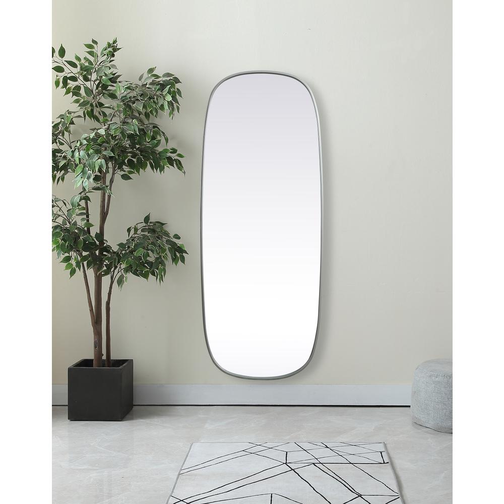 Metal Frame Oval Mirror 24x60 Inch in Silver. Picture 11