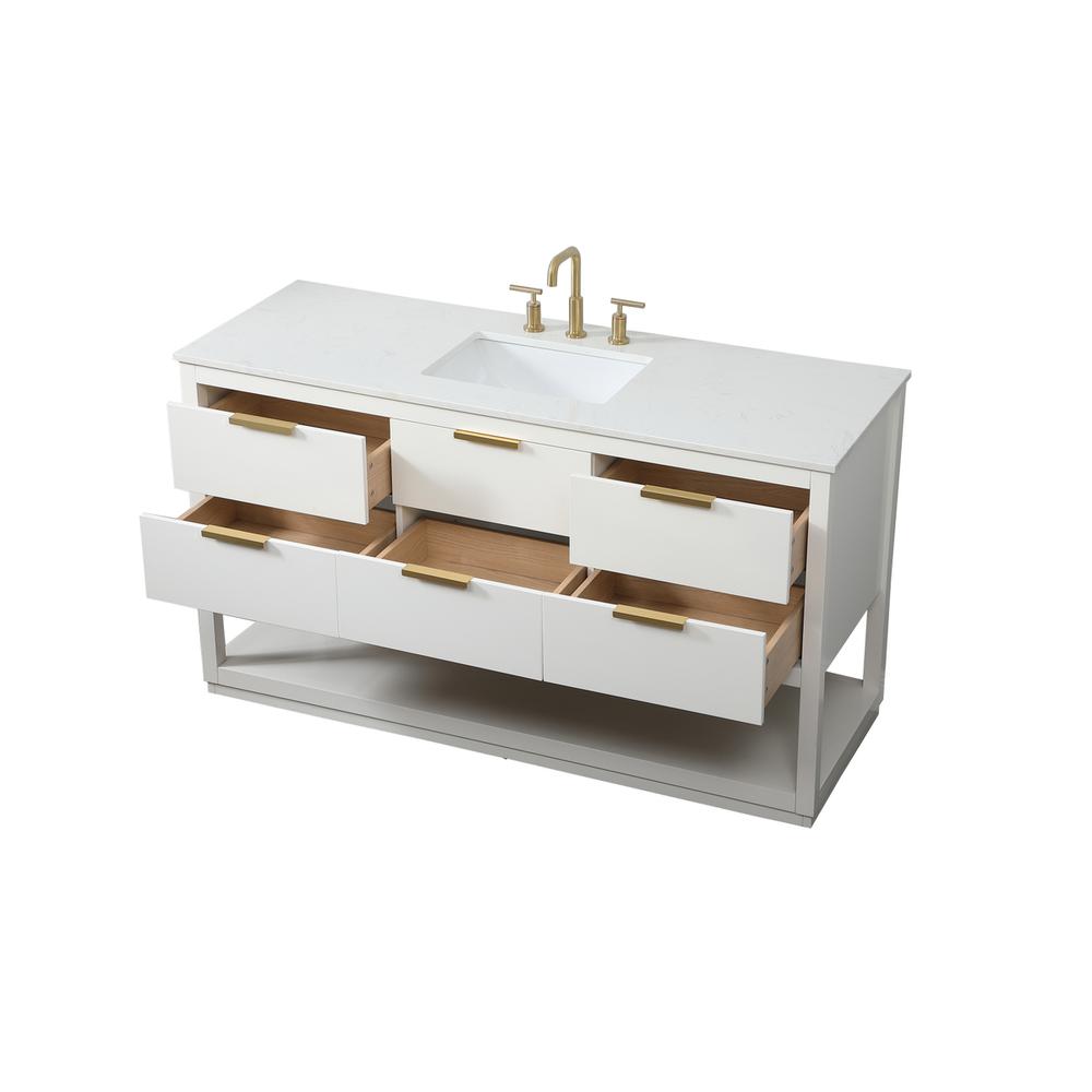 60 inch Single bathroom vanity in white. Picture 9