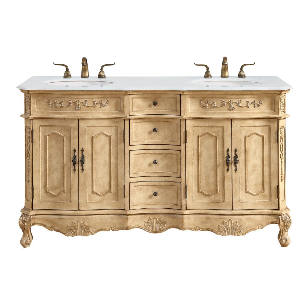 60 inch Double Bathroom vanity in Antique Beige. Picture 1