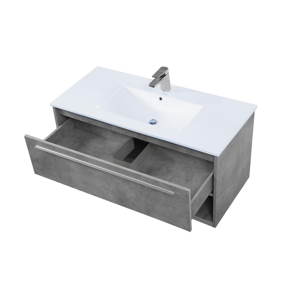 40 inch  Single Bathroom Floating Vanity in Concrete Grey. Picture 8