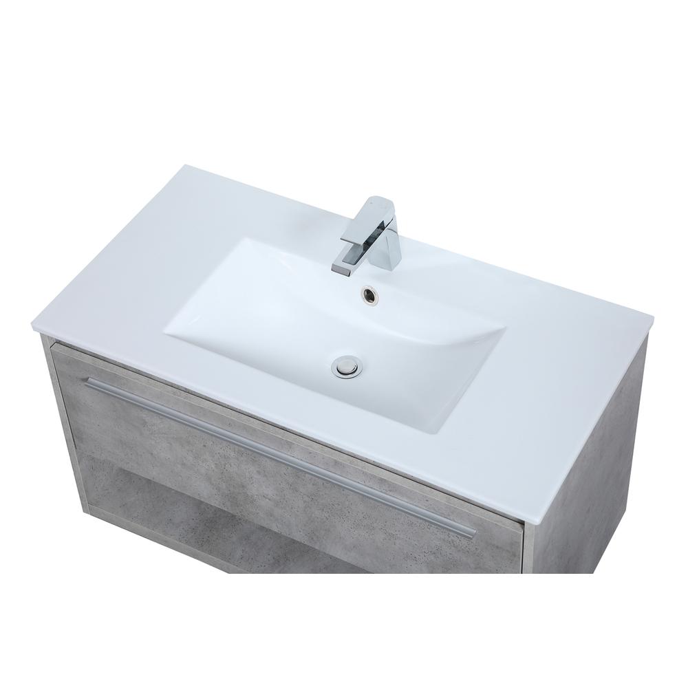 36 inch  Single Bathroom Floating Vanity in Concrete Grey. Picture 10