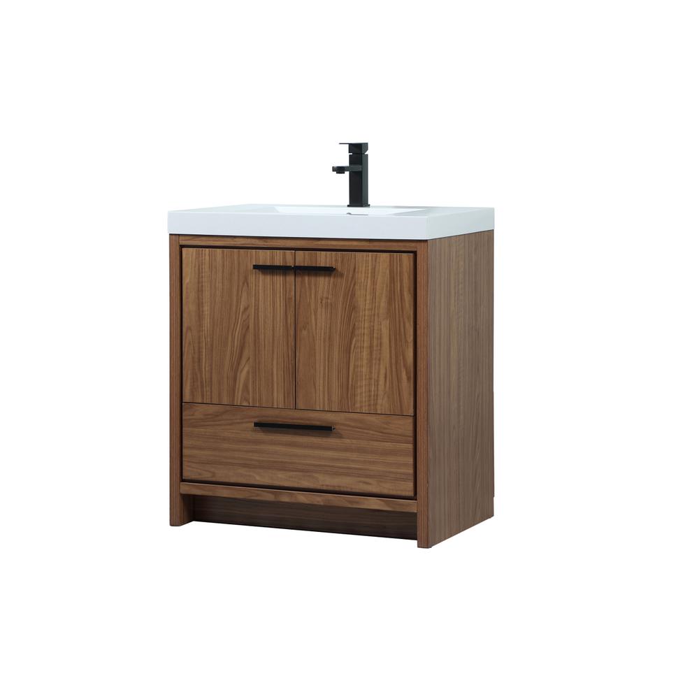 30 inch Single bathroom vanity in walnut brown. Picture 7
