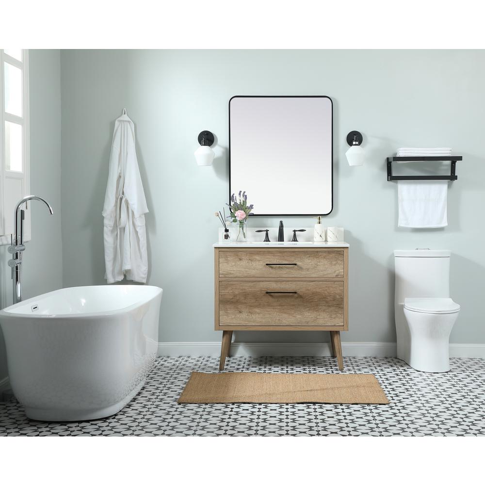 36 inch Single bathroom vanity in natural oak with backsplash. Picture 4