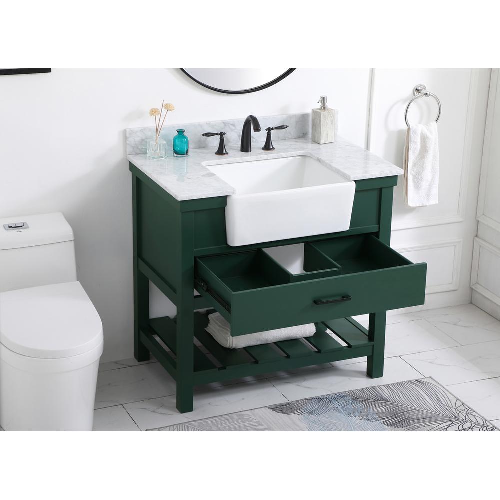 36 inch Single bathroom vanity in green with backsplash. Picture 3