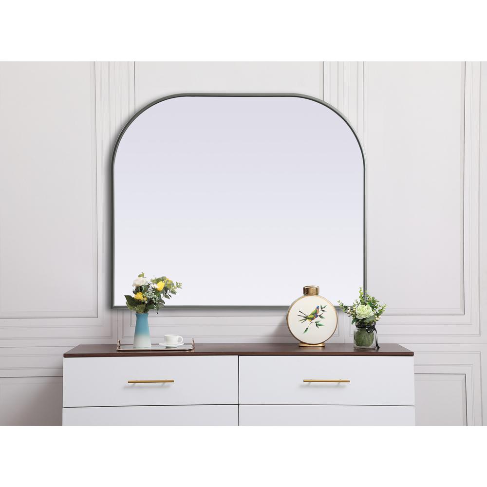 Metal Frame Arch Mirror 40x34 Inch in Silver. Picture 3