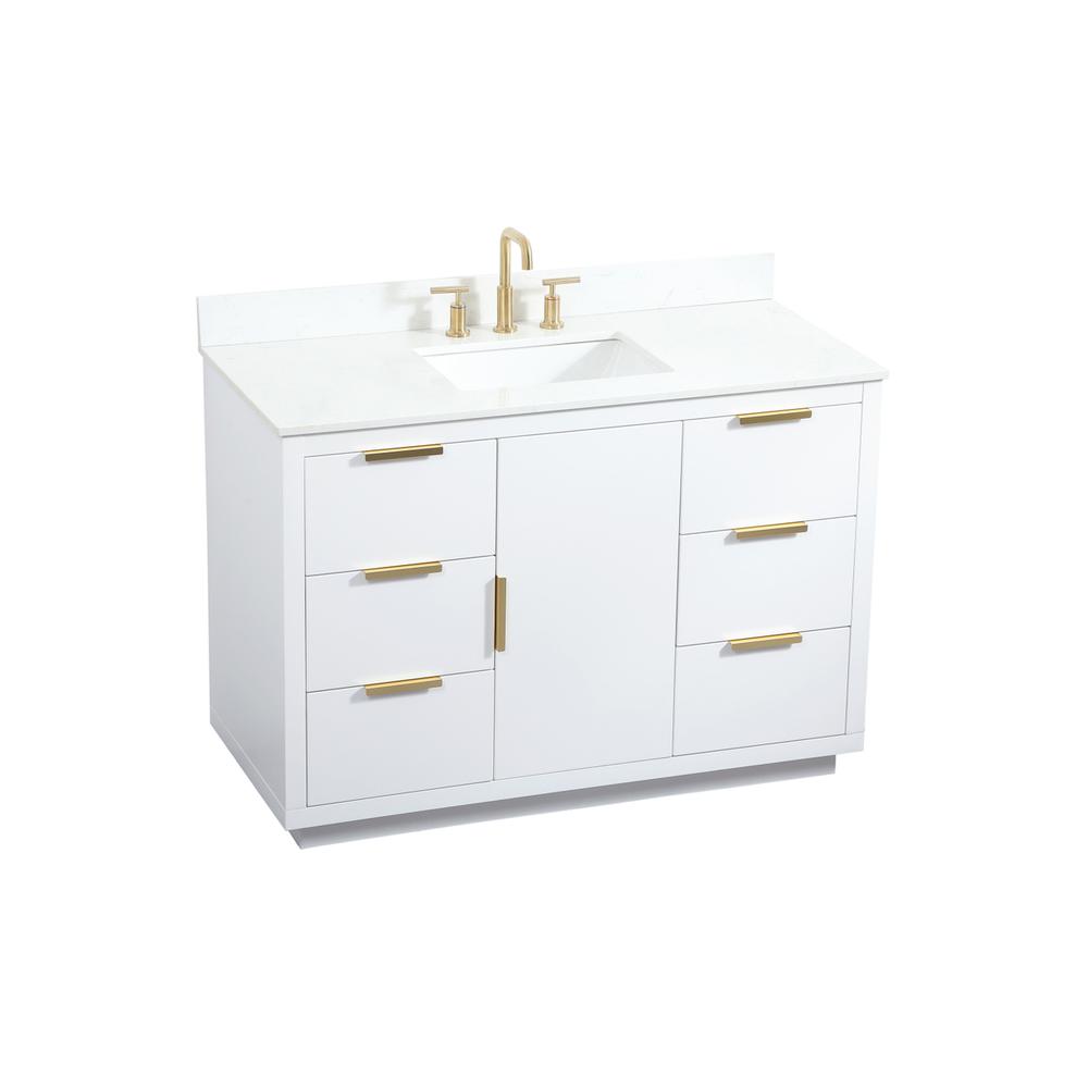 48 inch Single bathroom vanity in white with backsplash. Picture 8