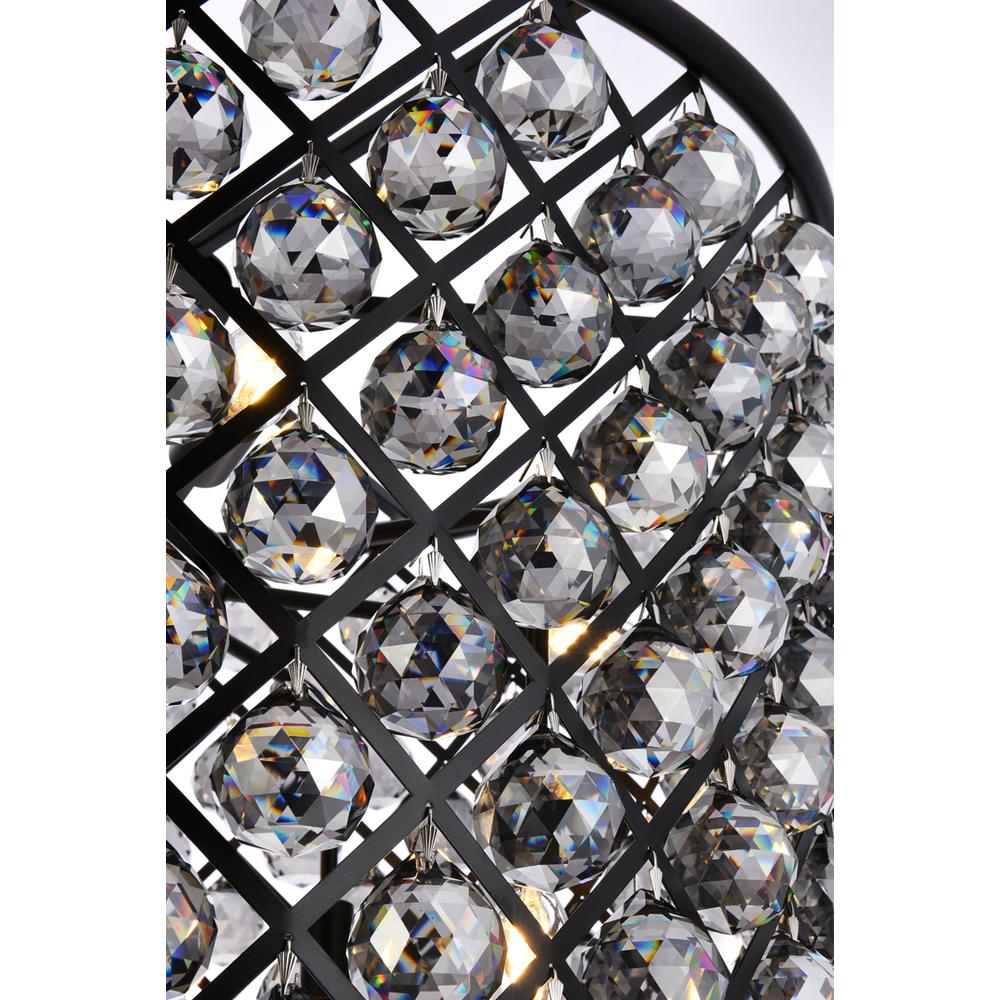 Madison 8 light Matte Black Chandelier Silver Shade (Grey) Royal Cut Crystal. Picture 4