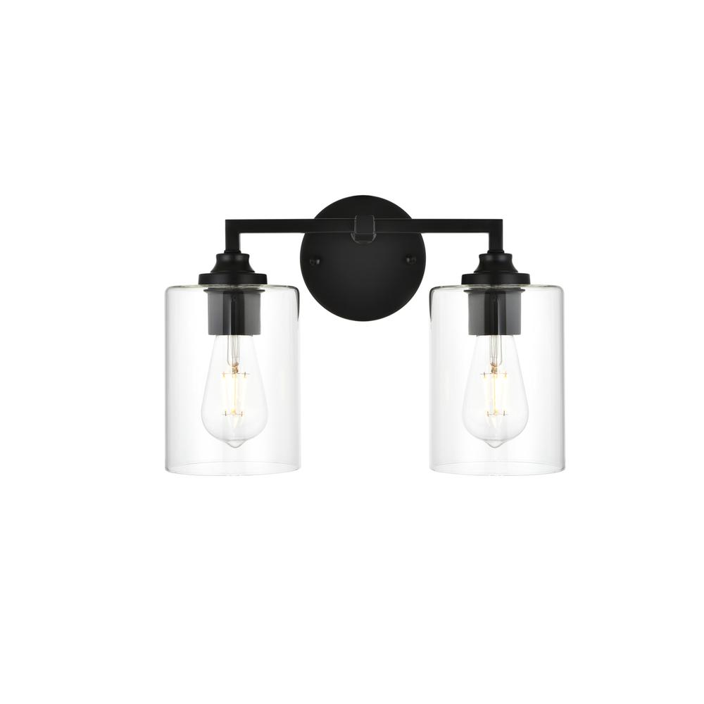 Mayson 2 light Black and Clear Bath Sconce. Picture 1