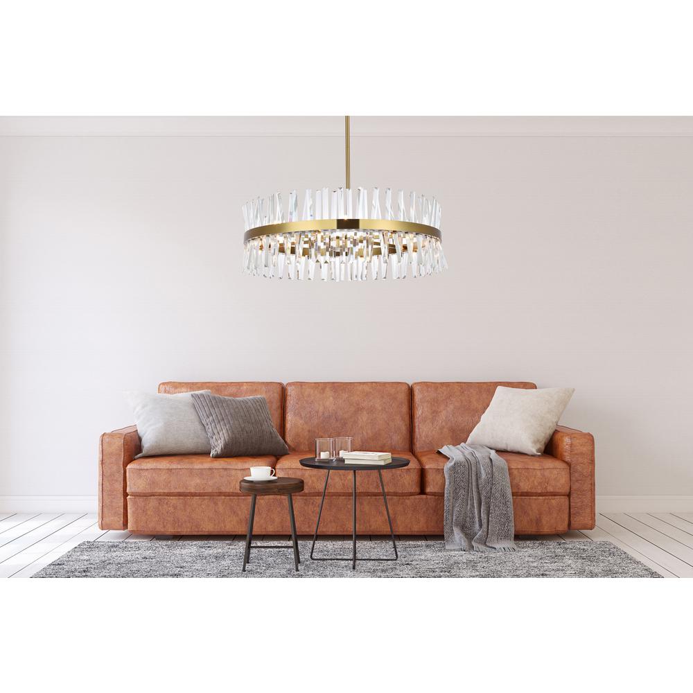 Serephina 36 inch crystal round chandelier light in satin gold. Picture 7