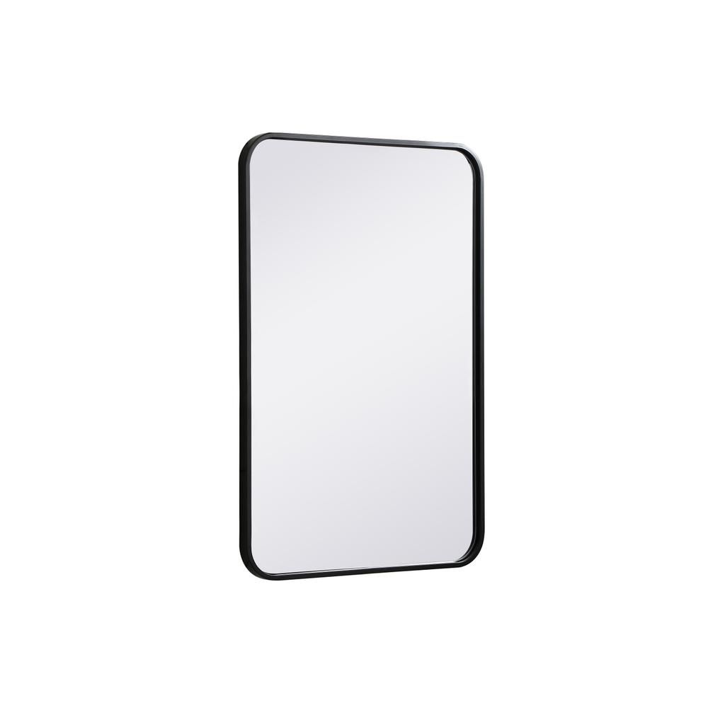 Soft corner metal rectangular mirror 20x30 inch in Black. Picture 5