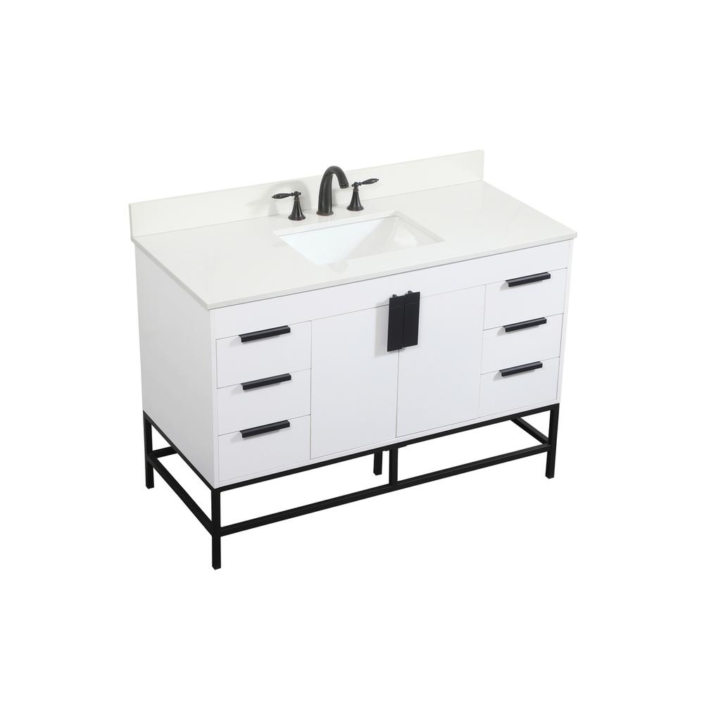 48 inch Single bathroom vanity in white with backsplash. Picture 8