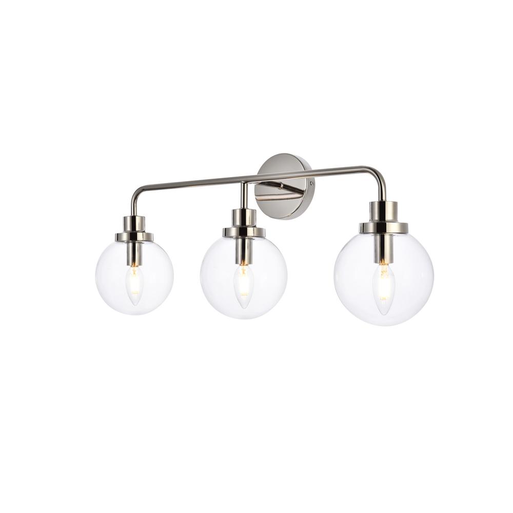 Hanson 3 lights bath sconce in polished nickel with clear shade. Picture 2