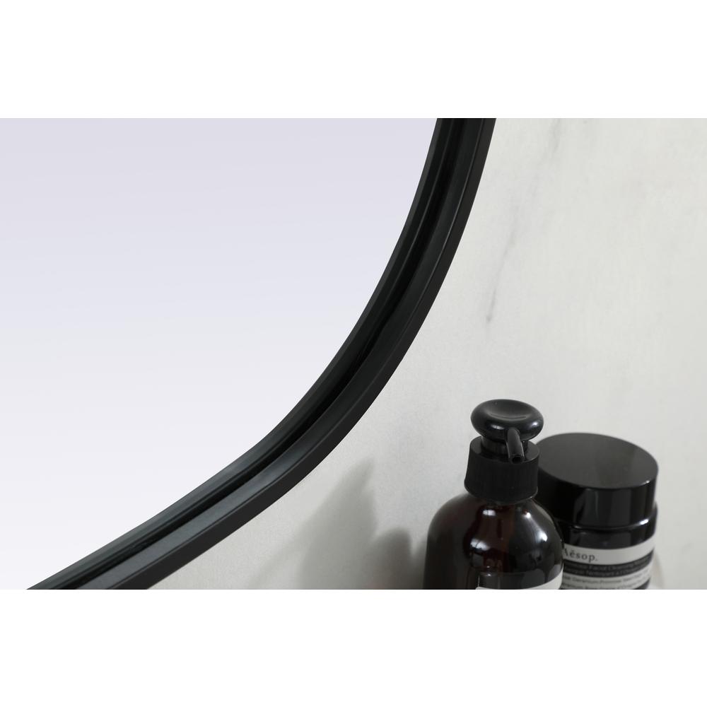 Metal Frame Oval Mirror 24x36 Inch in Black. Picture 6