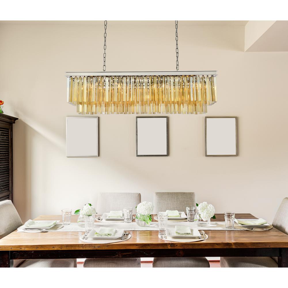 Sydney 12 light polished nickel Chandelier Golden Teak (Smoky) Royal Cut Crystal. Picture 8