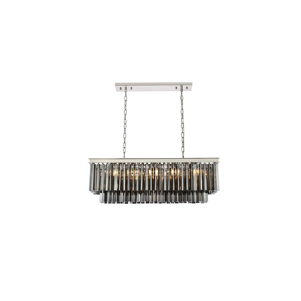 Sydney 12 light polished nickel Chandelier Silver Shade (Grey) Royal Cut Crystal. Picture 1
