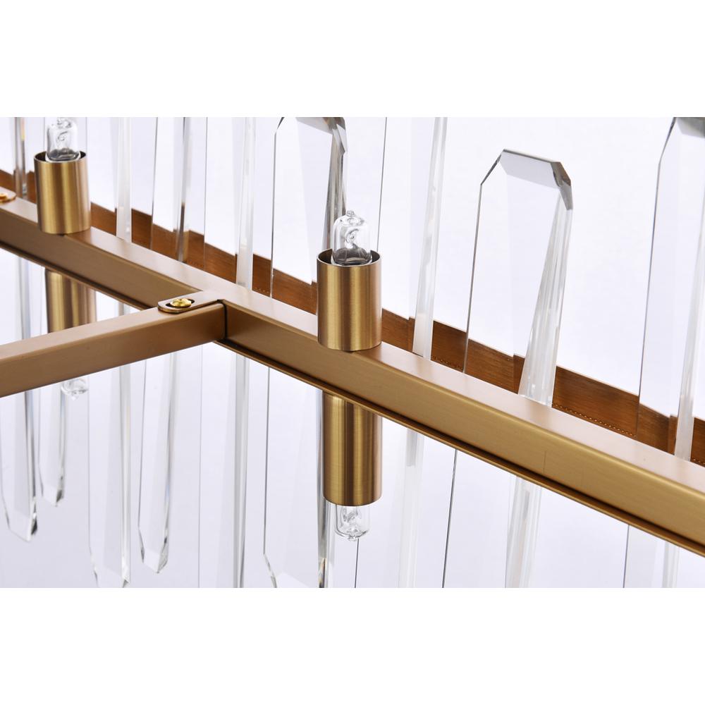 Serena 36 inch crystal rectangle chandelier in satin gold. Picture 4